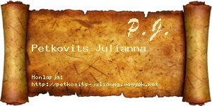 Petkovits Julianna névjegykártya